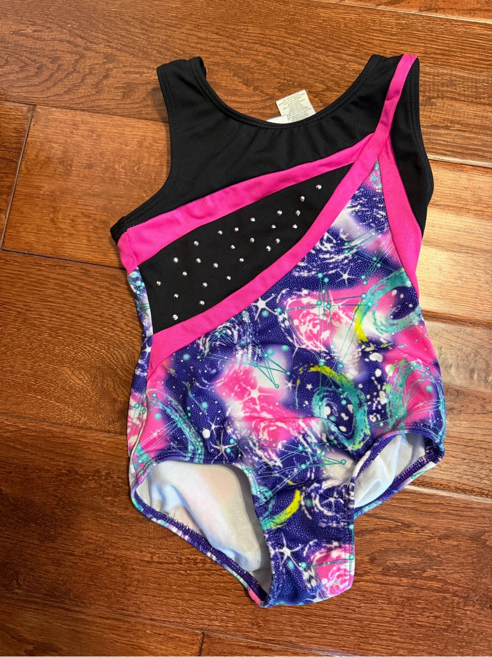 Danskin Black & Pink Galaxy Print Kids One-Piece Leotard